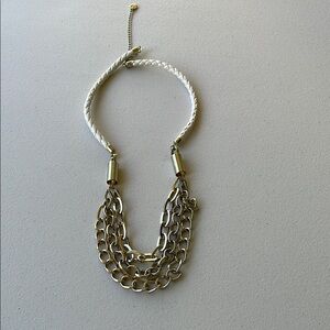 Silver and White Multi-Strand Necklace with Cord